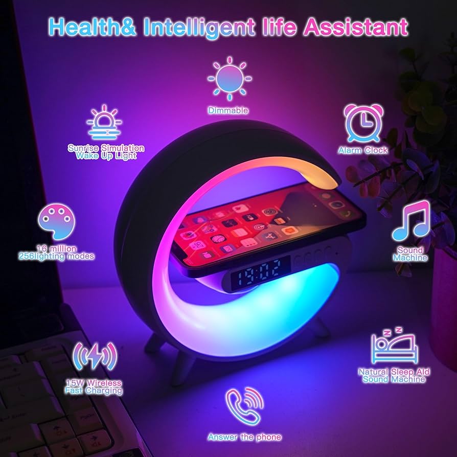 The G Shape LED Wireless Charging Speaker Lamp